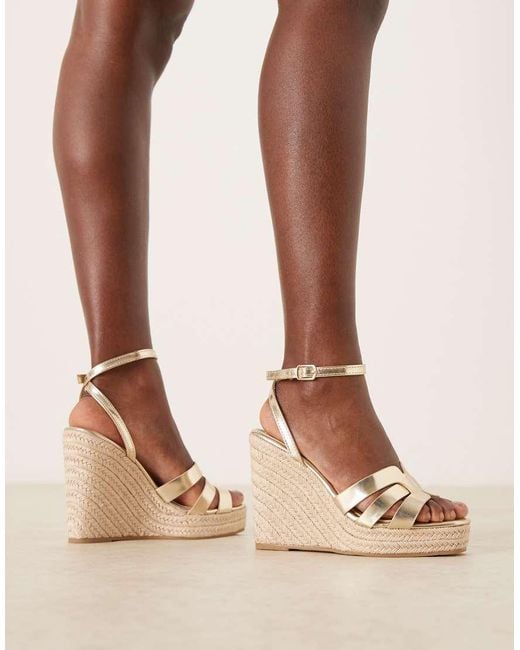 Glamorous Brown Espadrilles Wedge Heeled Sandals