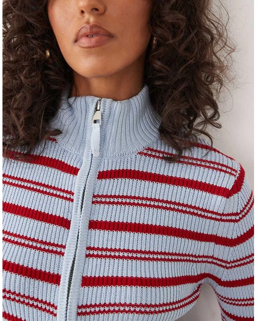 ASOS Purple Fine Knit Cinched Funnel Neck Zip Up