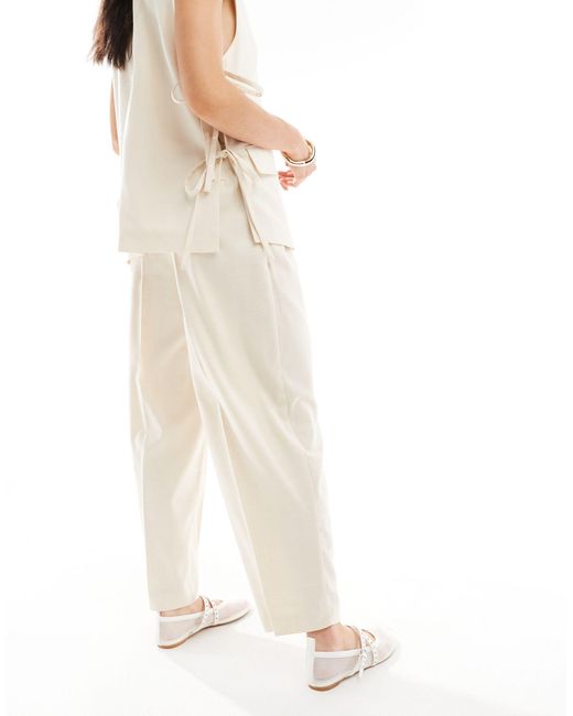 SELECTED White Femme Co-ord Barrel Fit Trousers