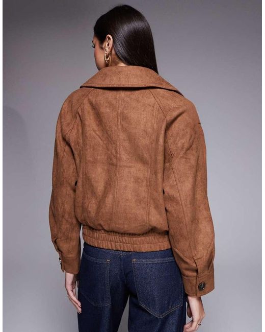 River Island Blue Double Breasted Suedette Trench Style Bomber