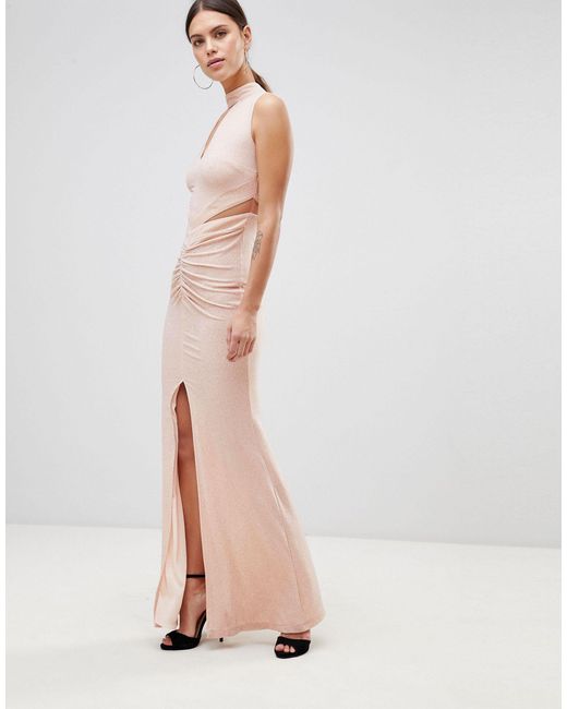 Forever Unique Pink Choker Detail Maxi Dress