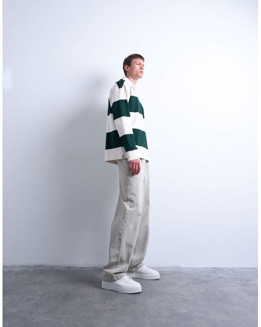 Topman – baggy fit hose aus twill in White für Herren