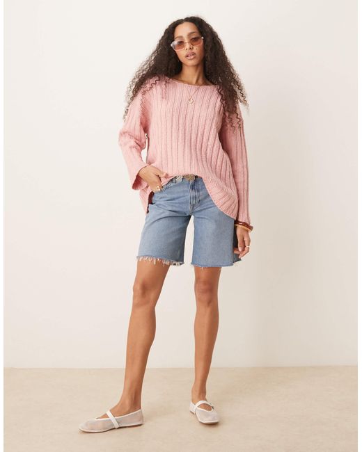 ASOS Pink – gerippter strickpullover