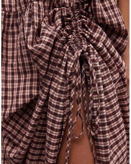 Collusion Brown Channel Detail Maxi Dress