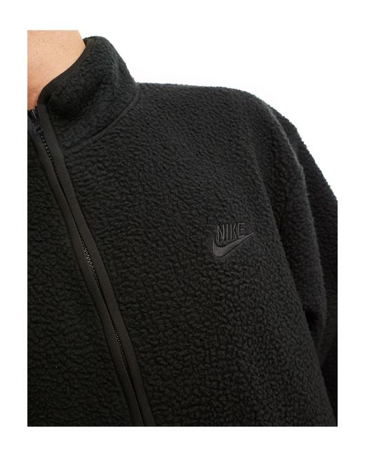 Nike – club – winterjacke aus teddystoff in Black für Herren