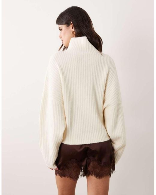 ASOS Natural Batwing Funnel Neck Jumper