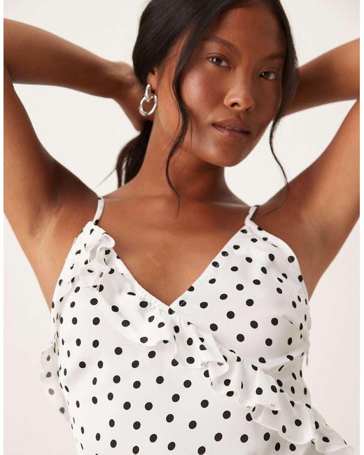 Vila White Coursage And Ruffle Detail Maxi Slip Dress