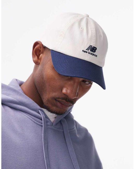 New Balance Blue 6 Panel Flying Stacked Logo Hat for men