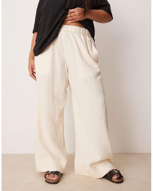 ASOS White Curve Cheesecloth Pull On Pants With Raw Edge