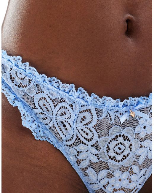 Cotton On Blue Cotton On Butterfly Lace Thong Co-ord