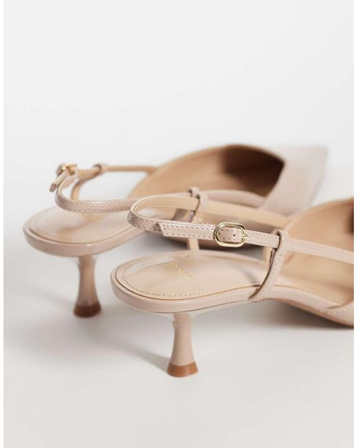 Mango Natural Heeled Slingback Court Shoe