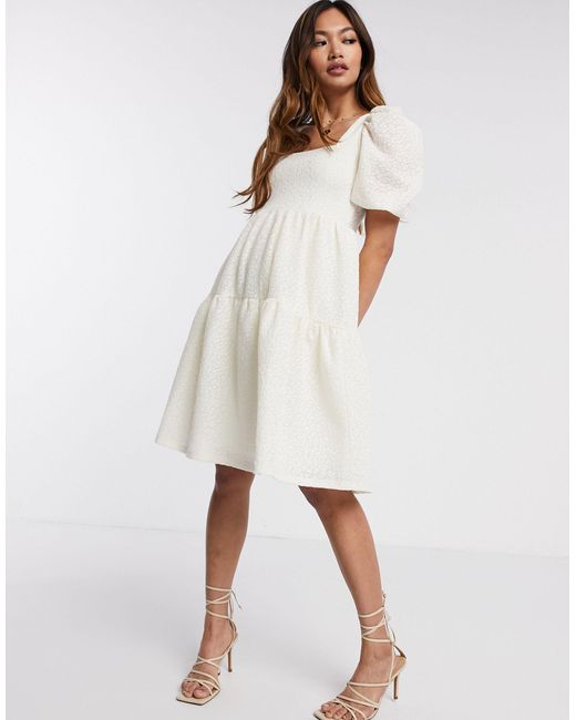 white layered smock dress