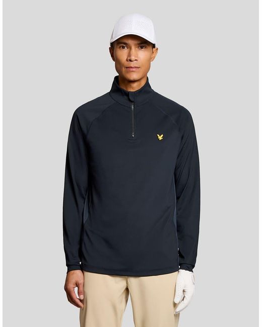 Lyle & Scott Blue Mid Layers Mesh Panelled Golf Course Midlayer for men
