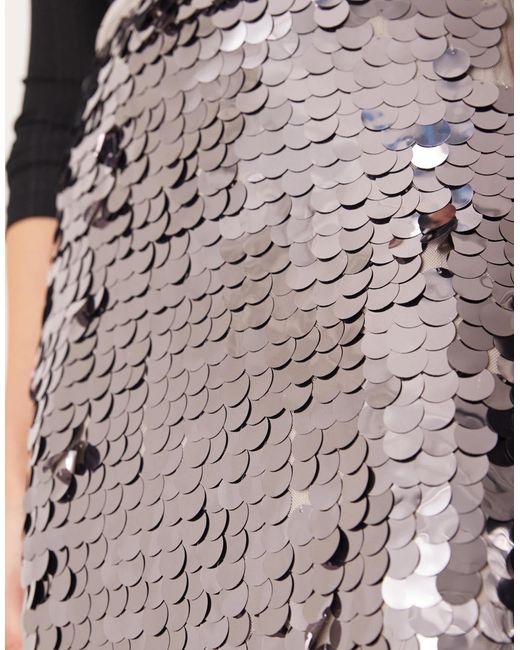 Abercrombie & Fitch Natural – hoch taillierter midi-säulenrock mit pailletten