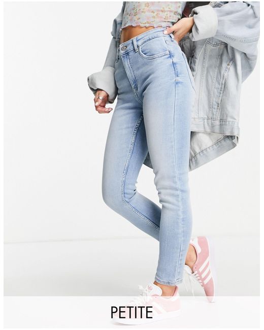 Petite - jeans skinny a vita alta vintage di Bershka in Blu | Lyst