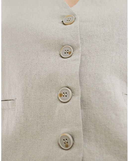 Pull&Bear White Linen Look Waistcoat