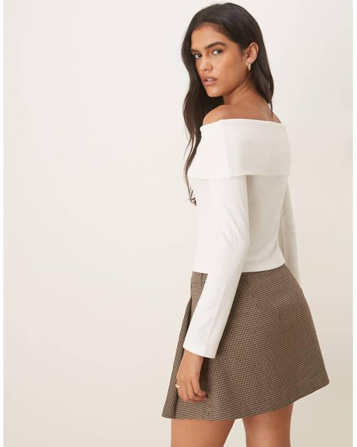 ASOS Natural Off Shoulder Button Down Top