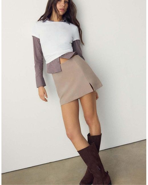 Stradivarius Gray Skort With Side Slit