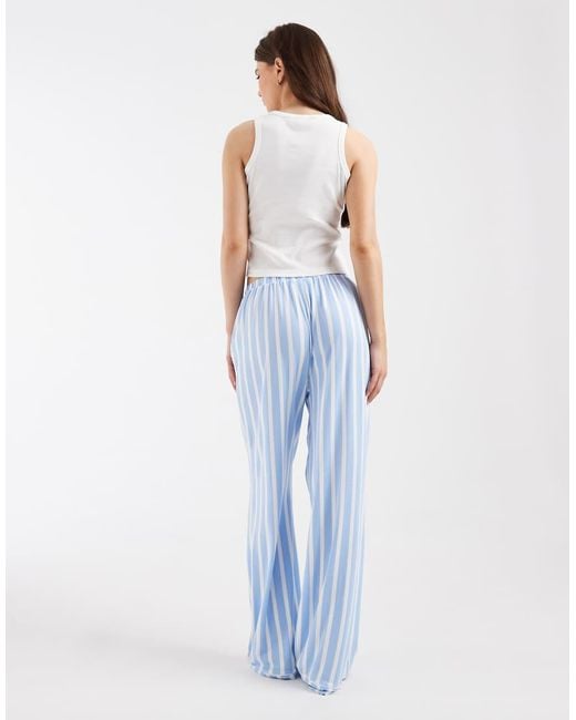 Loungeable Blue Lemon Print Rib Singlet And Jersey Pants Pyjama Set