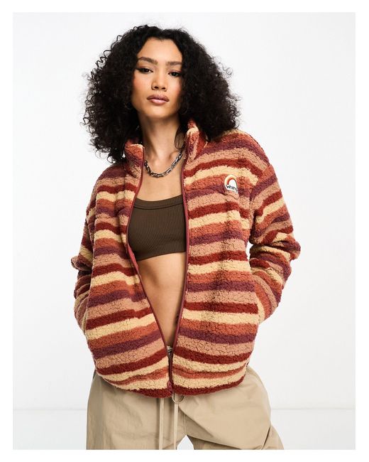 Wrangler Orange Retro Striped Sherpa Jacket