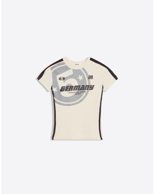 Bershka White Short Sleeve Sport Print T-Shirt