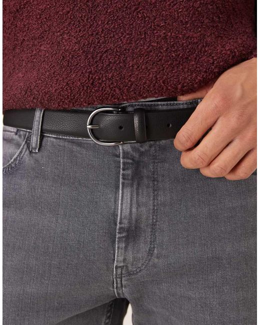 Mango Leren Riem in het Black voor heren