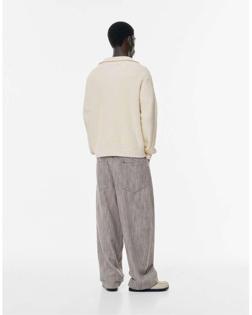 Pull&Bear Natural Quarter-zip Sweater for men