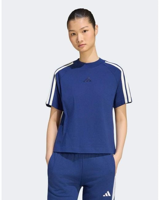 Adidas Originals Blue Adidas Kit 3-stripes T-shirt
