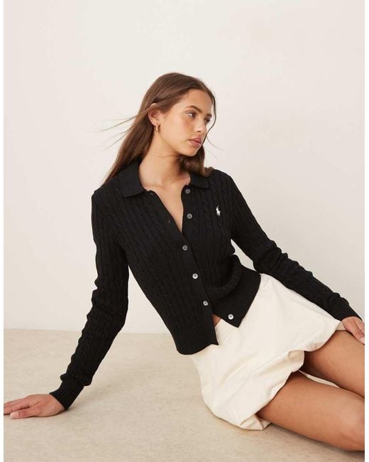Polo Ralph Lauren Black Collar Cardigan