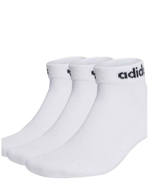 Adidas Originals White Linear Ankle Cushioned Socks 3 Pairs