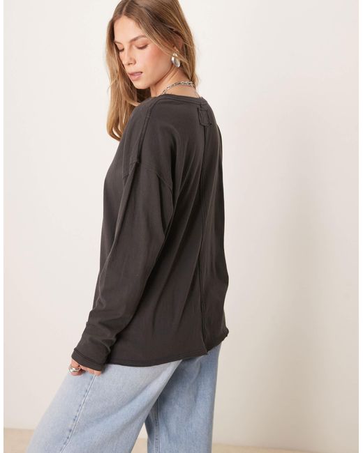 Free People Gray Nina Long Sleeve T-shirt