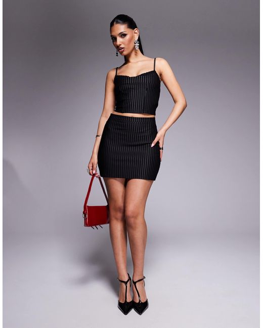 Mini-jupe d'ensemble à fines rayures ASOS en coloris Black