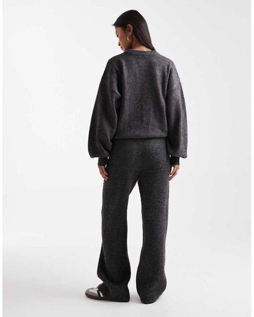 Pantalones Grises De Pernera Ancha De Punto Acanalado De (Parte De Un Conjunto) ASOS de color Black