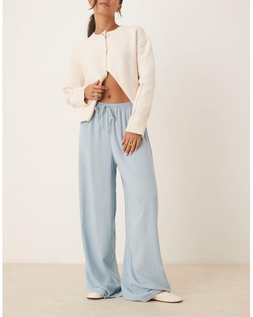 ASOS Blue Linen Blend Pull On Trouser