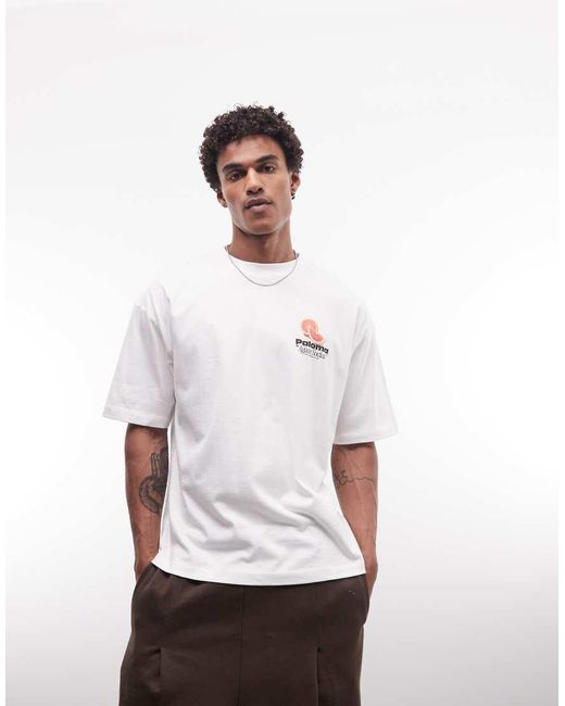 ASOS White Oversized T-shirt With Cocktail Graphic for men