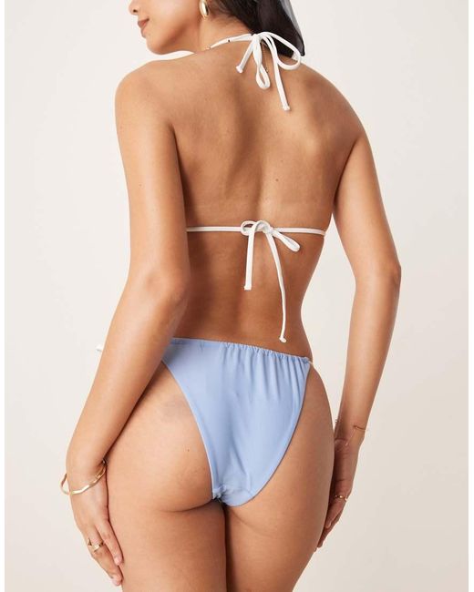 Abercrombie & Fitch Blue Cheeky Tie Side Bikini Bottoms
