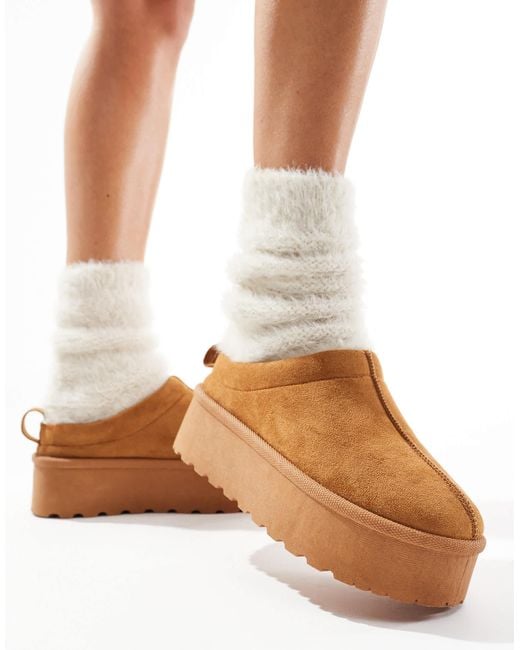 Mules à enfiler avec semelle plateforme - fauve SEQWL en coloris Brown