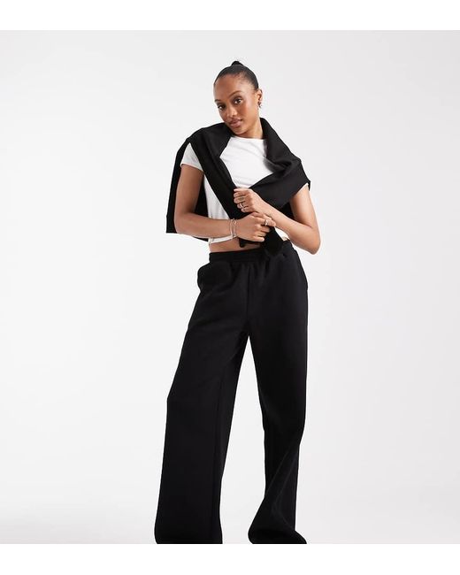 Joggers Negros De Pernera Ancha Con Interior Afelpado De Asos Design Tall ASOS de color Black