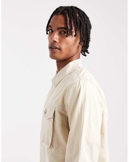 Fred Perry Popeline Overshirt in het Natural voor heren