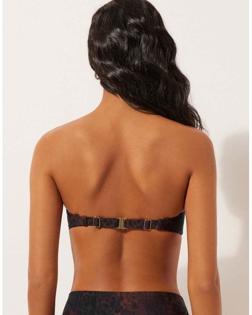 Calzedonia Black Fuller Bust Bandeau Leopard Print Bikini Top