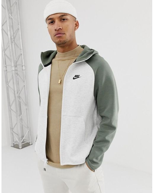 Nike Fullzip Tech Fleece Hoodie In Green in Green for Men - Save 30% - Lyst
