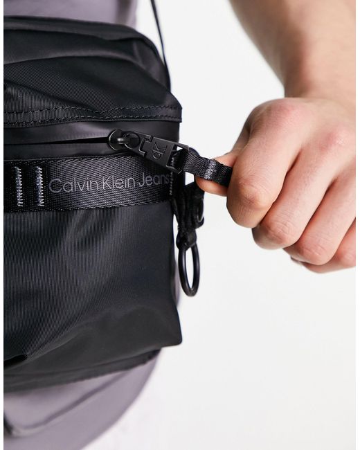 Calvin Klein Tape Logo Reporter Cross Body Bag in Gray for Men | Lyst