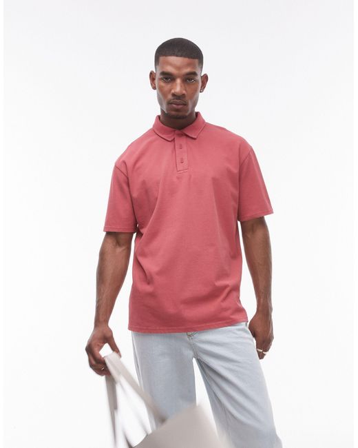 Topman Pink Oversized Fit Polo for men