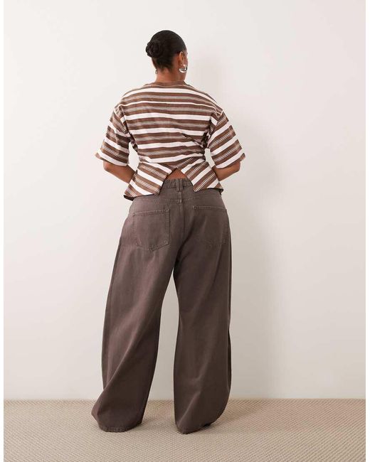 ASOS White Asos Design Curve High Waisted Bow Barrel Jean