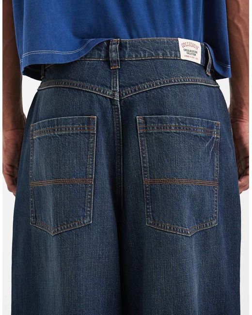Collusion Blue Circular Design Collection Xl Balloon Jeans for men