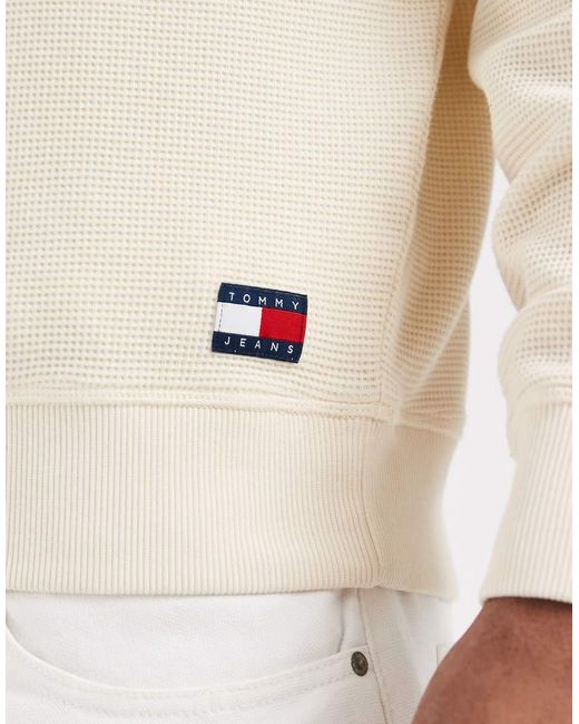 Tommy Hilfiger White Waffle Texture Relaxed Fit Sweatshirt for men