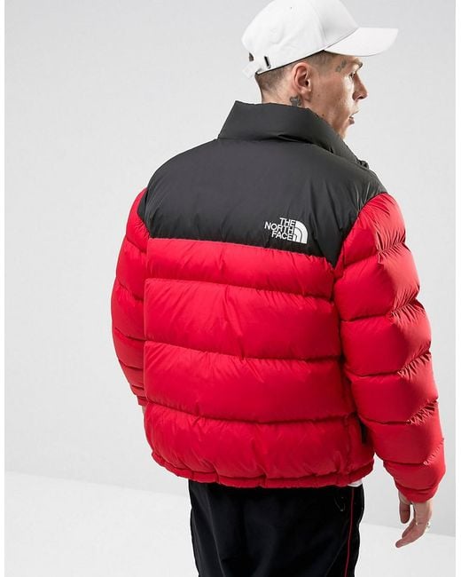 The North Face 1992 Nuptse Down Jacket 2 Tone In Red/black for Men | Lyst