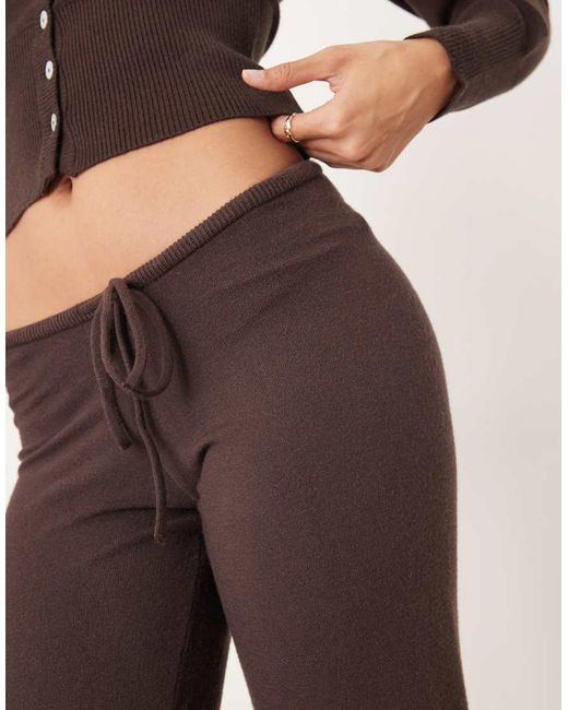 Gina Tricot Natural Co-ord Straight Leg Drawstring Fine Knitted Trousers