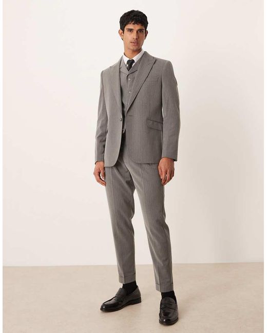 ASOS Gray Pinstripe Slim Fit Jacket for men