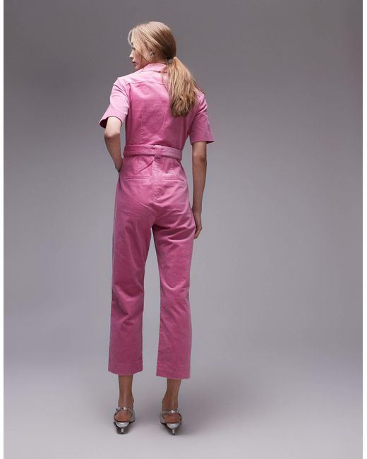 & Other Stories Pink Cord Belted Jumpsuit